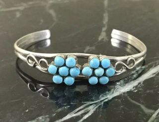 Dishta Vintage Zuni Native American Turquoise Sterling Silver Bracelet