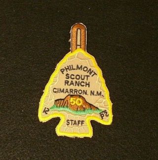 Philmont Scout Ranch Arrowhead Patch 50th Anniversary Staff - Cimarron,  N.  M.