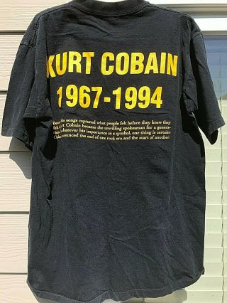 Vintage NIRVANA t Shirt - XL Kurt Cobain 90s Single Stitch - All sport - Memorial 2