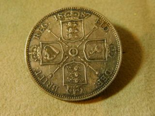 British Uk Queen Victoria 1887 One Florin Coin Vintage Brooch Pin 1i 69