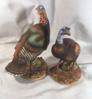 Vintage Andrea Wild Turkey Pair Porcelain Figurines Sadek