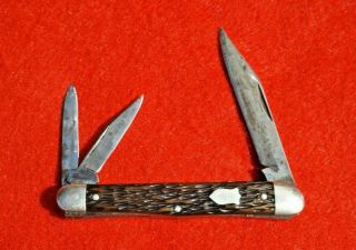 Vintage 1917 - 1946 Schrade Cut Co Walden Ny Peach Seed Bone Whittler Knife