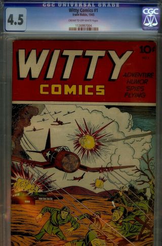 Witty Comics 1 - Cgc 4.  5 - Rare Wwii Obscure Title - Great War Cvr - 1945