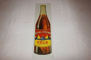 Vintage Rc Royal Crown Cola Bottle Litho Metal Sign 25 " X 7 "