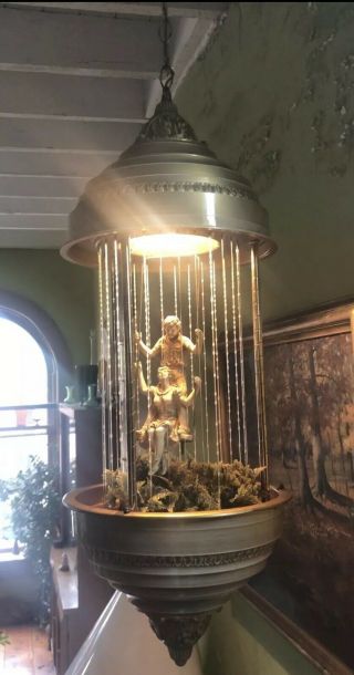 Mineral Oil Rain Lamp Swinging Boy & Girl Tom Sawyer Becky Thatcher Rare