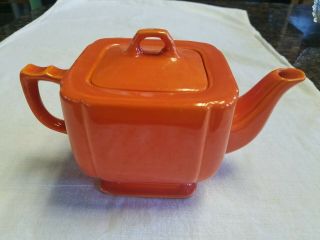 Vintage Homer Laughlin Riviera Orange Covered Teapot
