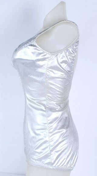 Vintage 50s 60s Metallic Silver Hourglass Swimsuit Bathing Suit Muriel Originals 6