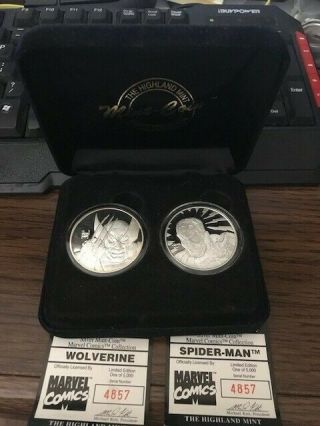 Wolverine And Spiderman X - Men Marvel 1996 Very Rare 999 Silver Coin With