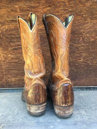 Vintage Mens Dan Post Western Alligator Cowboy Boots 10D 3