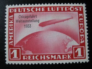 Deutsches Reich Mi.  496 Rare Zeppelin Chicagofahrt Stamp Cv $1,  200.  00