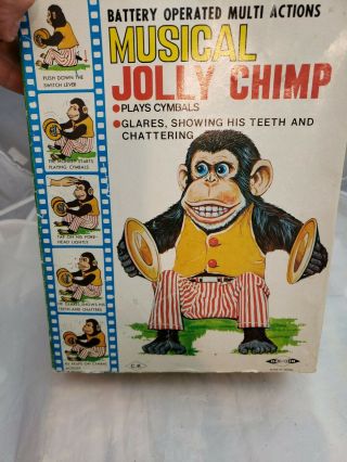 MUSICAL JOLLY CHIMP Daishin JAPAN BATTERY - OP monkey with cymbals vintage 8