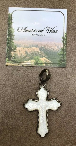 Carolyn Pollack American West Carved Mother - Of - Pearl Sterling Cross Pendant