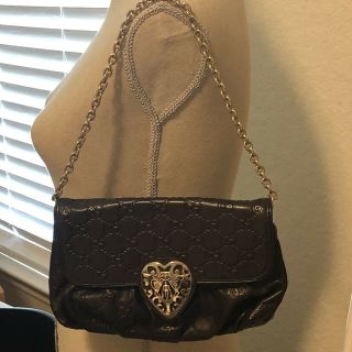 Vintage Brown Leather Gucci Clutch Shoulder Bag