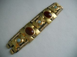 VINTAGE 80 ' s DANNAH GRIPOIX COUTURE RUNWAY EGYPTIAN REVIVAL CABOCHON BRACELET 2