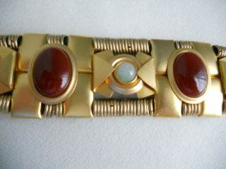 VINTAGE 80 ' s DANNAH GRIPOIX COUTURE RUNWAY EGYPTIAN REVIVAL CABOCHON BRACELET 4