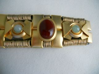 VINTAGE 80 ' s DANNAH GRIPOIX COUTURE RUNWAY EGYPTIAN REVIVAL CABOCHON BRACELET 5