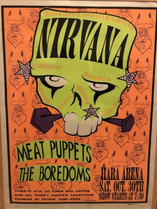 Nirvana Vintage Poster Print Signed Lee Bolton Kurt Cobain Meat Puppets Boredoms