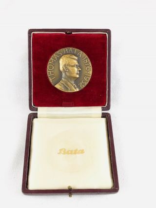 Antique Vintage Thomas Bata 1876 - 1932 Bronze Medallion With Case