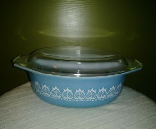 Vintage Pyrex Rare Display Blue Tulip Promotional 043 Casserole Dish /lid 1.  5 Qt