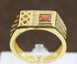 Vintage 2.  86ct Natural Ruby 14kt Solid Yellow Gold Birthday Gift Rings Size 9.  5