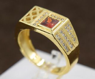 Vintage 2.  86ct Natural Ruby 14KT Solid Yellow Gold Birthday Gift Rings Size 9.  5 3