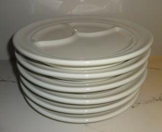 6 - - Vintage Buffalo China Restaurant Ware Divided White Grill 9 1/2 