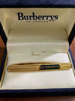 Burberrys Of London Vintage Tie Bar - Blue Logo - Brand
