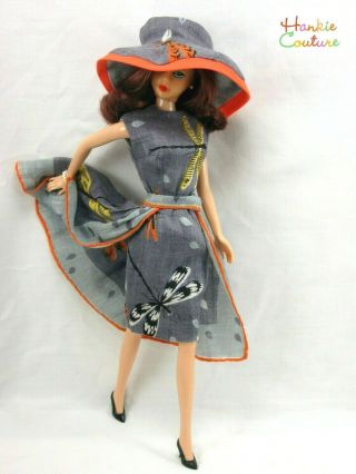 Fits Barbie Silkstone Ooak Vintage Dragonfly Hanky Doll Dress By Hankie Couture