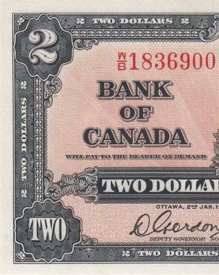 1937 BANK OF CANADA KGVI $2 Gordon & Towers RARE ( (GEM UNC)) 3