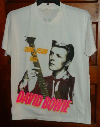 Vintage 1990 David Bowie - Sound,  Vision T - Shirt Front And Back Artwork