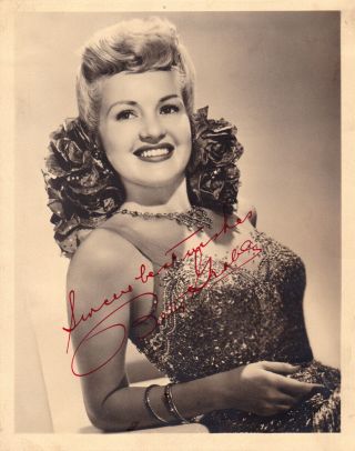 Vintage C1950 Betty Grable Autograph - Red Ink Signed 5 " X7 " Photo