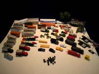 N - Scale Accessories Vintage Cars Trucks Missiles Crossings Buildings Etc.