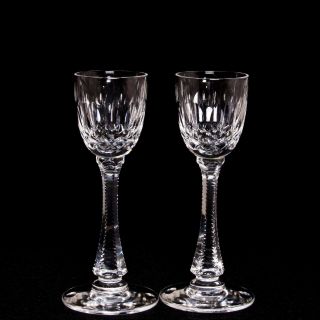 Vtg Hawkes Signed Set Of Two Crystal Cordial Port Sherry Wine 5 - 3/8 " Stemware