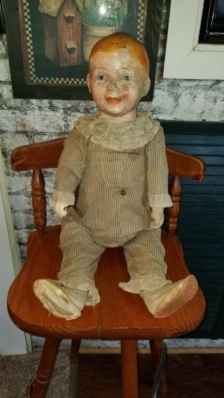 Rare Unmarked Antique Vintage Composition 30 " Carnival Doll