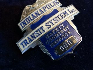 Vintage Brass/chromed Enameled Indianapolis Transit System Hat Badge Bastian