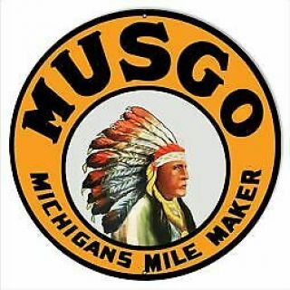 Vintage Antique Style Metal Sign Musgo Motor Oil 30 " Round