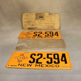 1939 Mexico Matched Pair License Plates Bag Vintage