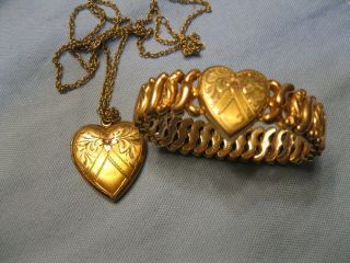 Rare P&k American Queen Sweetheart Expansion Locket Bracelet & Locket Necklace