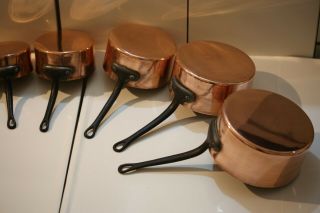 Vintage Mif 7 Piece Copper Pan Saucepan Set With Cast Iron Handles 3kg/6.  6lb