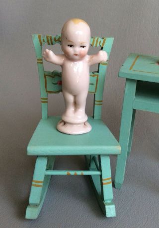 Antique German Full Figure China Half Doll 4 Pin Cushion Tiny Cutie Kewpie Baby