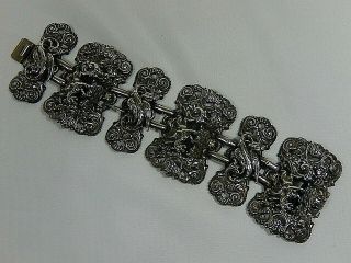 Rare Vtg Napier Art Nouveau Dragon Griffin Sea Serpent Wide Panel Bracelet