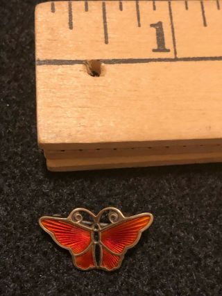 Vintage David Andersen Sterling Silver Red Enamel Butterfly Brooch Pin 2