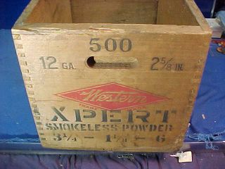 Early 20thc WESTERN CARTRIDGE Co XPERT SHELLS Wood ADVERTISING BOX 2