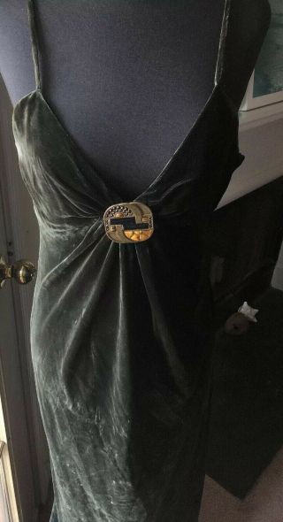 Rare Ralph Lauren Black Label Art Deco Velvet Gemstone Green Gown $3,  749