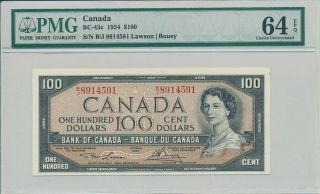 Bank Of Canada Canada $100 1954 Rare Pmg 64epq