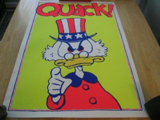 Vintage 1960s 23 X 35 " Duck Quack Uncle Sam Political Blacklight Poster
