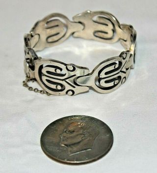 Vintage Mexico Taxco Sterling Silver Linked Bracelet Signed 68.  5g Aguilar Style