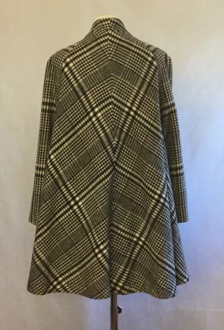 Ladies 50s Vintage Black White Prince Of Wales Check 3/4 Swing Coat UK 14/16 4