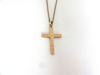 Vintage 14k Gold Chain Necklace Engraved Cross Pendant 2.  6 Grams