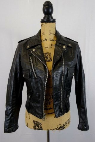 Womens Vintage Emf Harley Davidson Leather Motorcycle Biker Jacket Size 6 Ld125